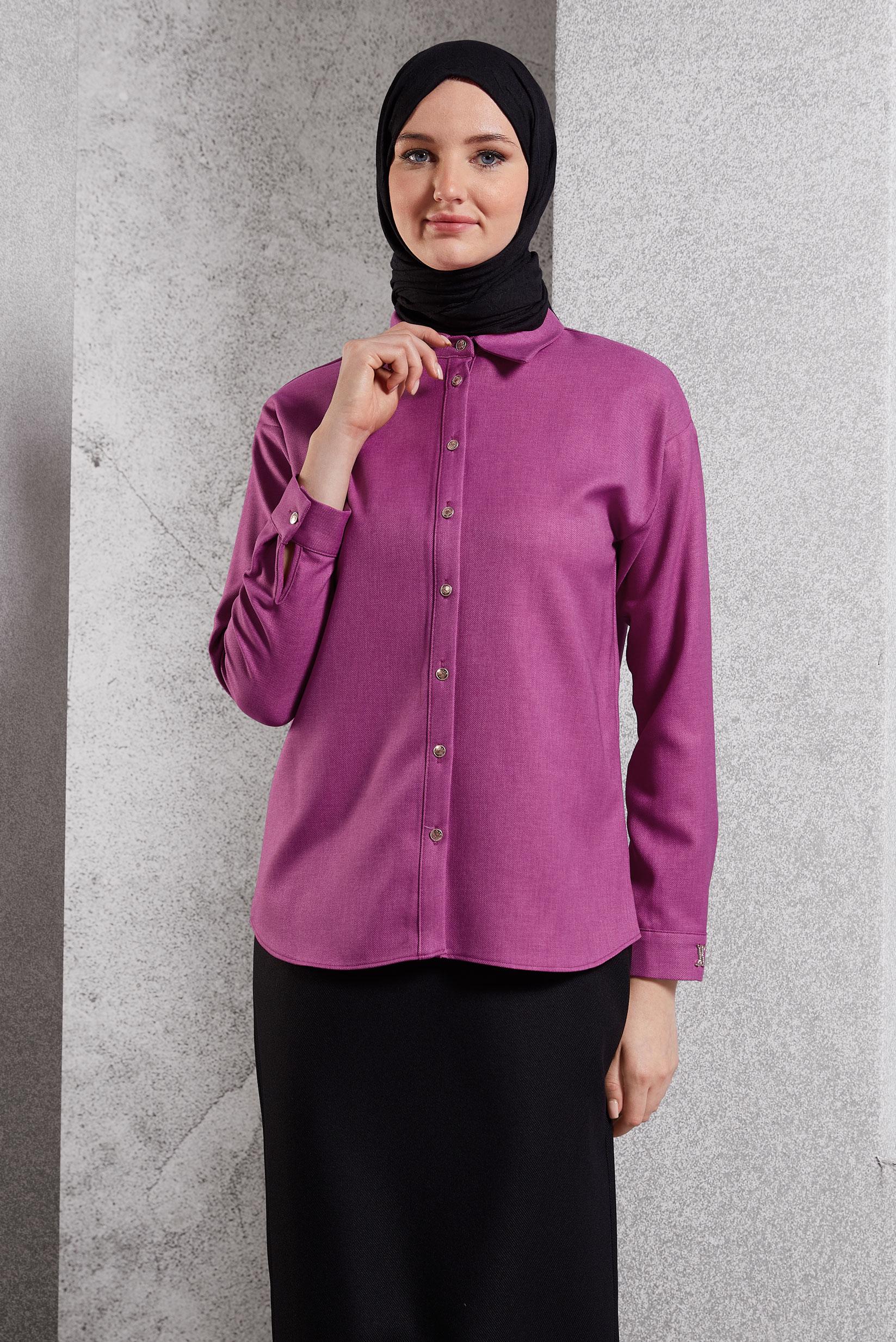 Hijab clothing FUCHSIA SHIRT COLLAR BLOUSE 45126