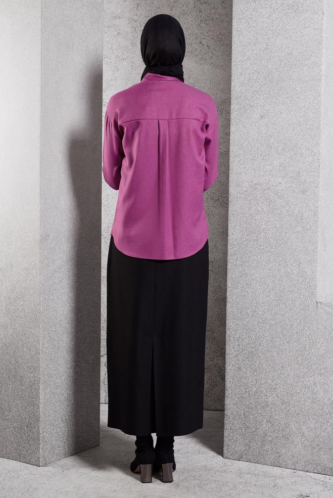 Vêtements hijab FUCHSIA BLOUSE COL CHEMISE 45126 - ALVİNA