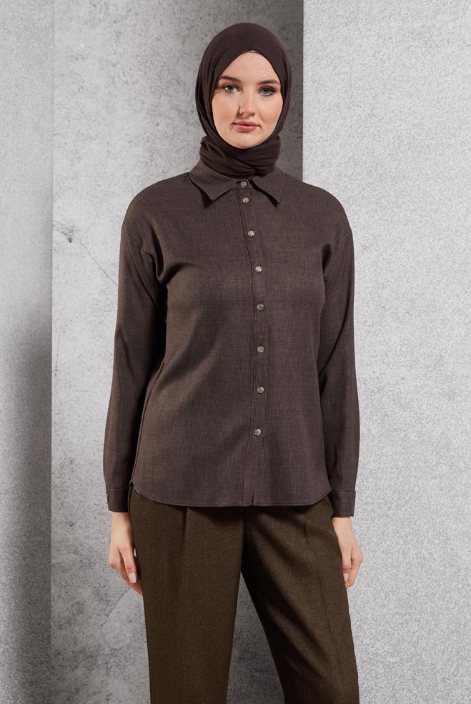 Vêtements hijab  BLOUSE COL CHEMISE 45126 - ALVİNA