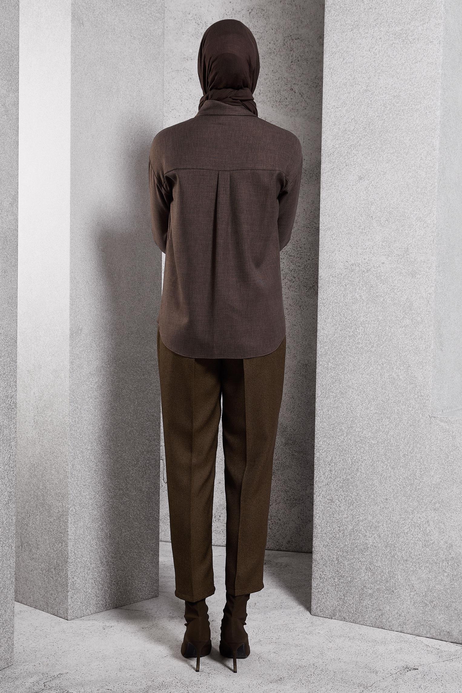 Hijab clothing BROWN SHIRT COLLAR BLOUSE 45126