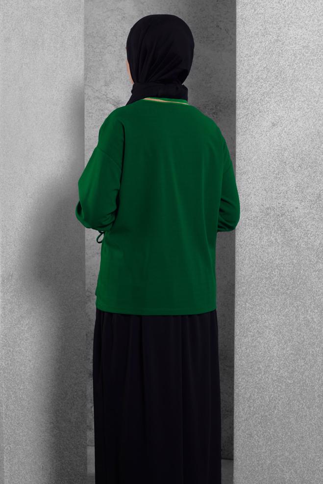 Vêtements hijab VERT BLOUSE À DÉTAILS CRAVATE 45211 - ALVİNA
