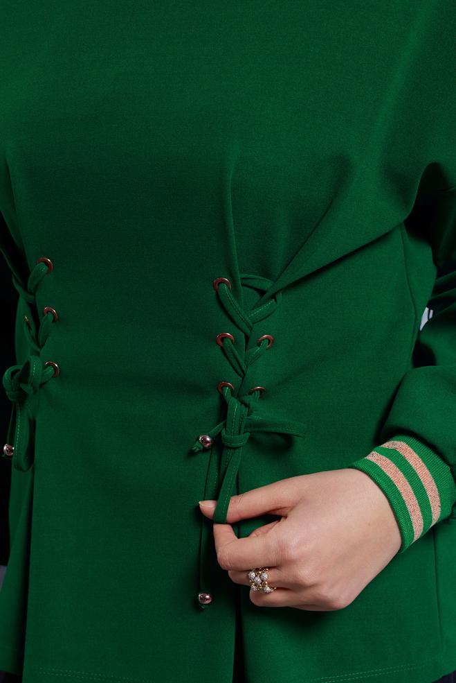 Vêtements hijab VERT BLOUSE À DÉTAILS CRAVATE 45211 - ALVİNA