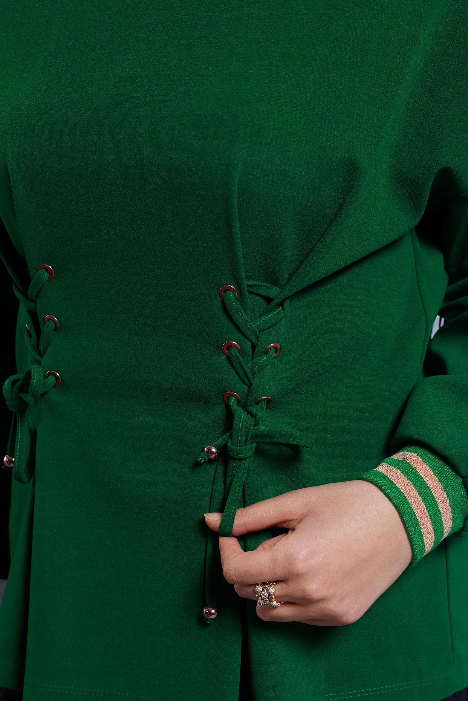 Tesettür giyim YEŞİL BAĞCIK DETAYLI BLUZ 45211