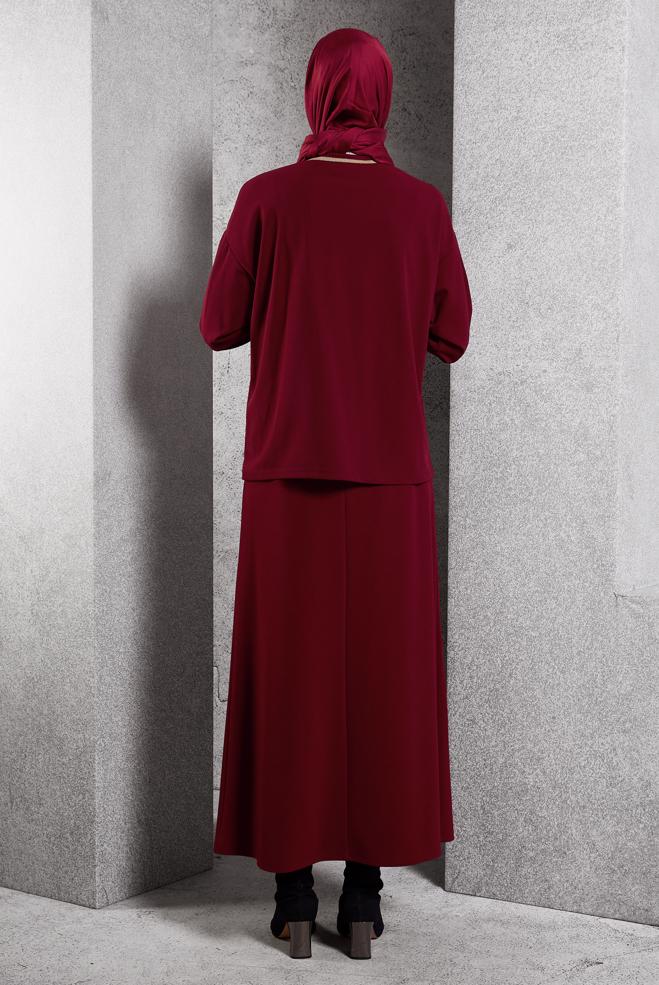 Vêtements hijab ROUGE BLOUSE À DÉTAILS CRAVATE 45211 - ALVİNA