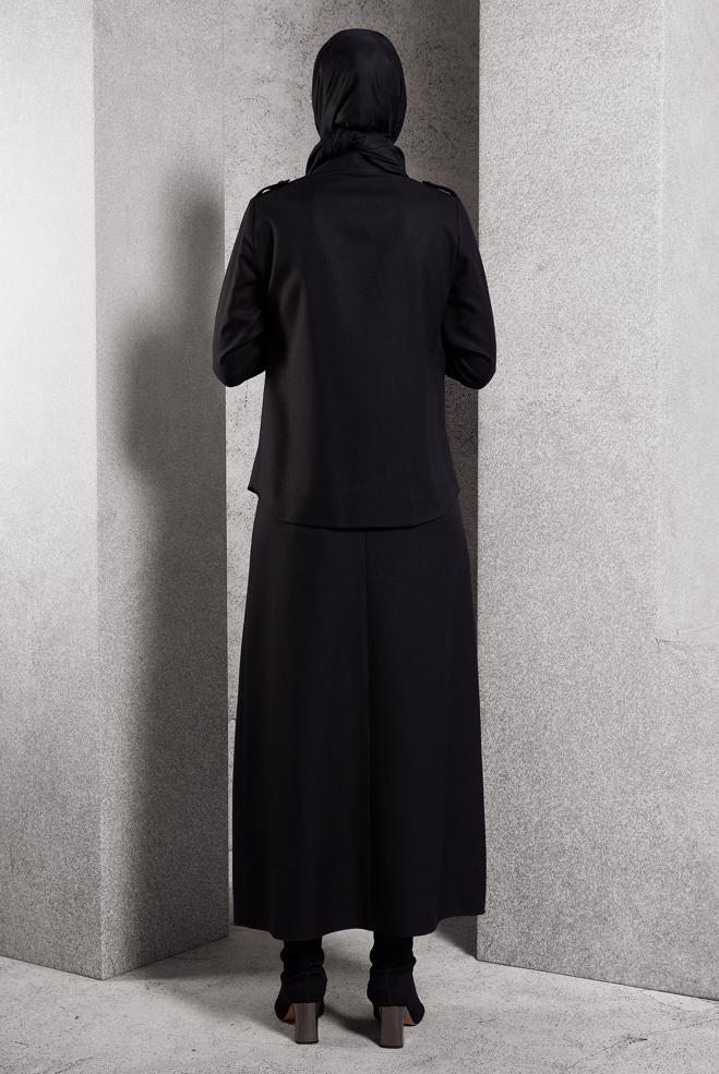 Vêtements hijab NOIR BLOUSE COL CHEMISE 45240 - ALVİNA