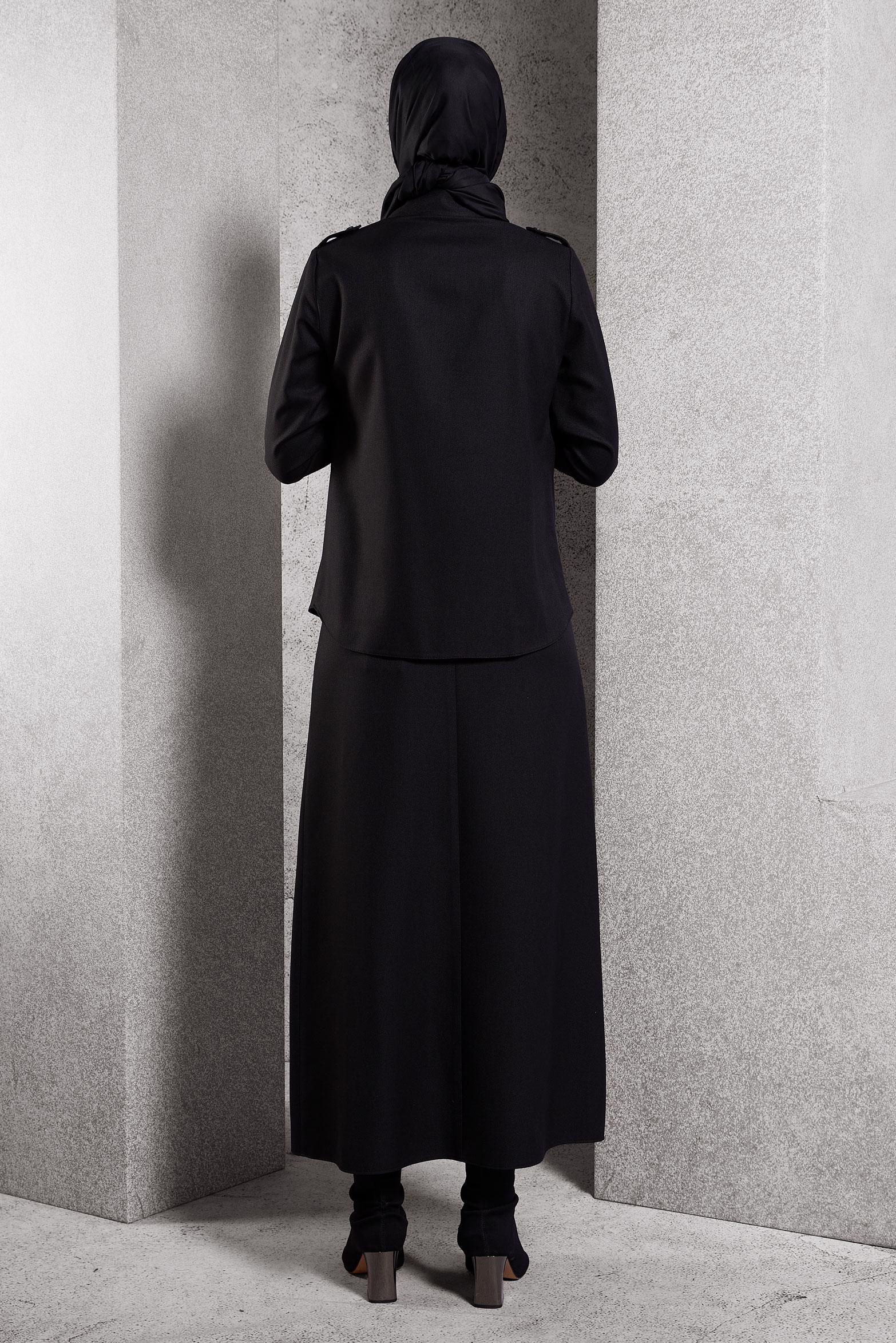 Tesettür giyim SİYAH GÖMLEK YAKA BLUZ 45240