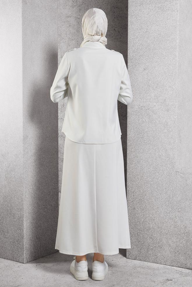 Vêtements hijab BLANC BLOUSE COL CHEMISE 45240 - ALVİNA