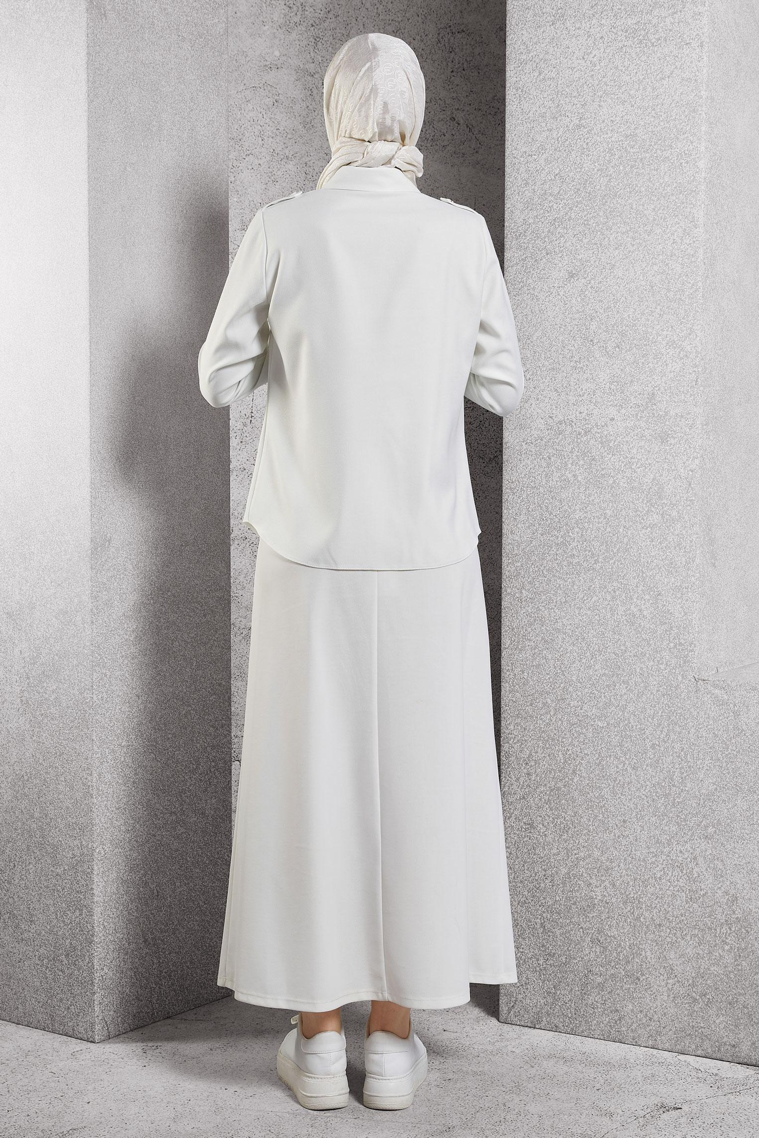 Tesettür giyim BEYAZ GÖMLEK YAKA BLUZ 45240