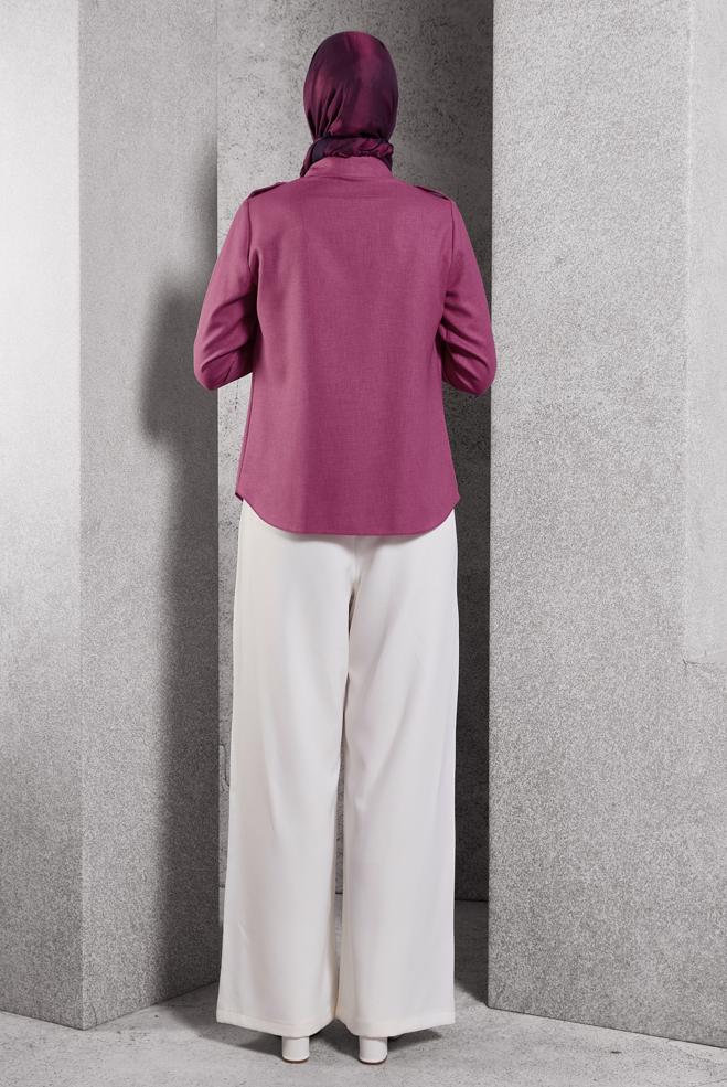 Vêtements hijab FUCHSIA BLOUSE COL CHEMISE 45240 - ALVİNA