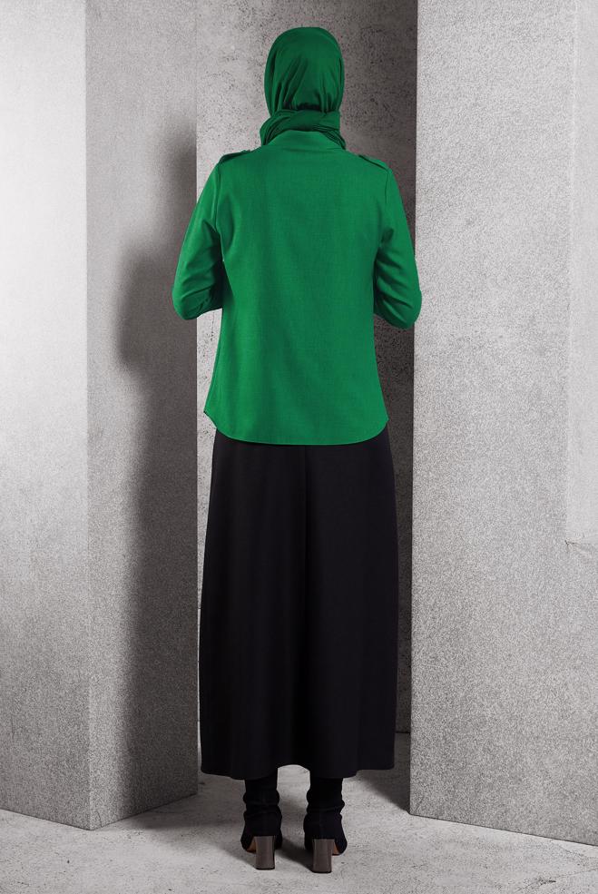 Vêtements hijab VERT BLOUSE COL CHEMISE 45240 - ALVİNA