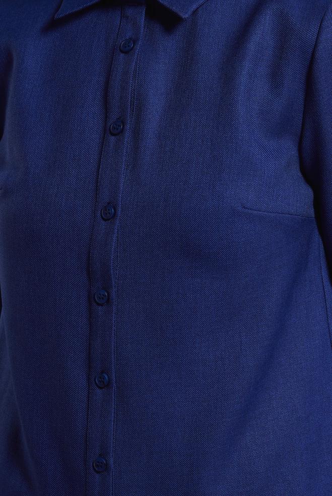 Vêtements hijab BLEU MARINE BLOUSE COL CHEMISE 45240 - ALVİNA