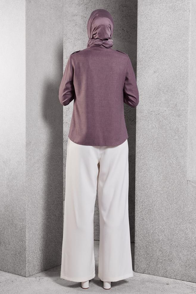 Vêtements hijab POURPRE BLOUSE COL CHEMISE 45240 - ALVİNA
