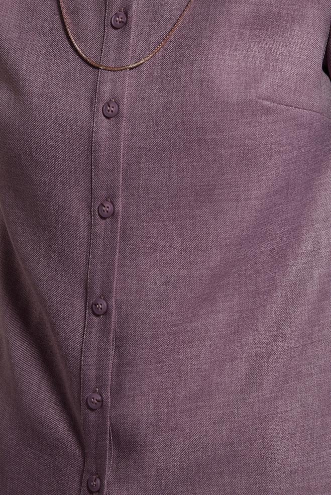 Vêtements hijab POURPRE BLOUSE COL CHEMISE 45240 - ALVİNA