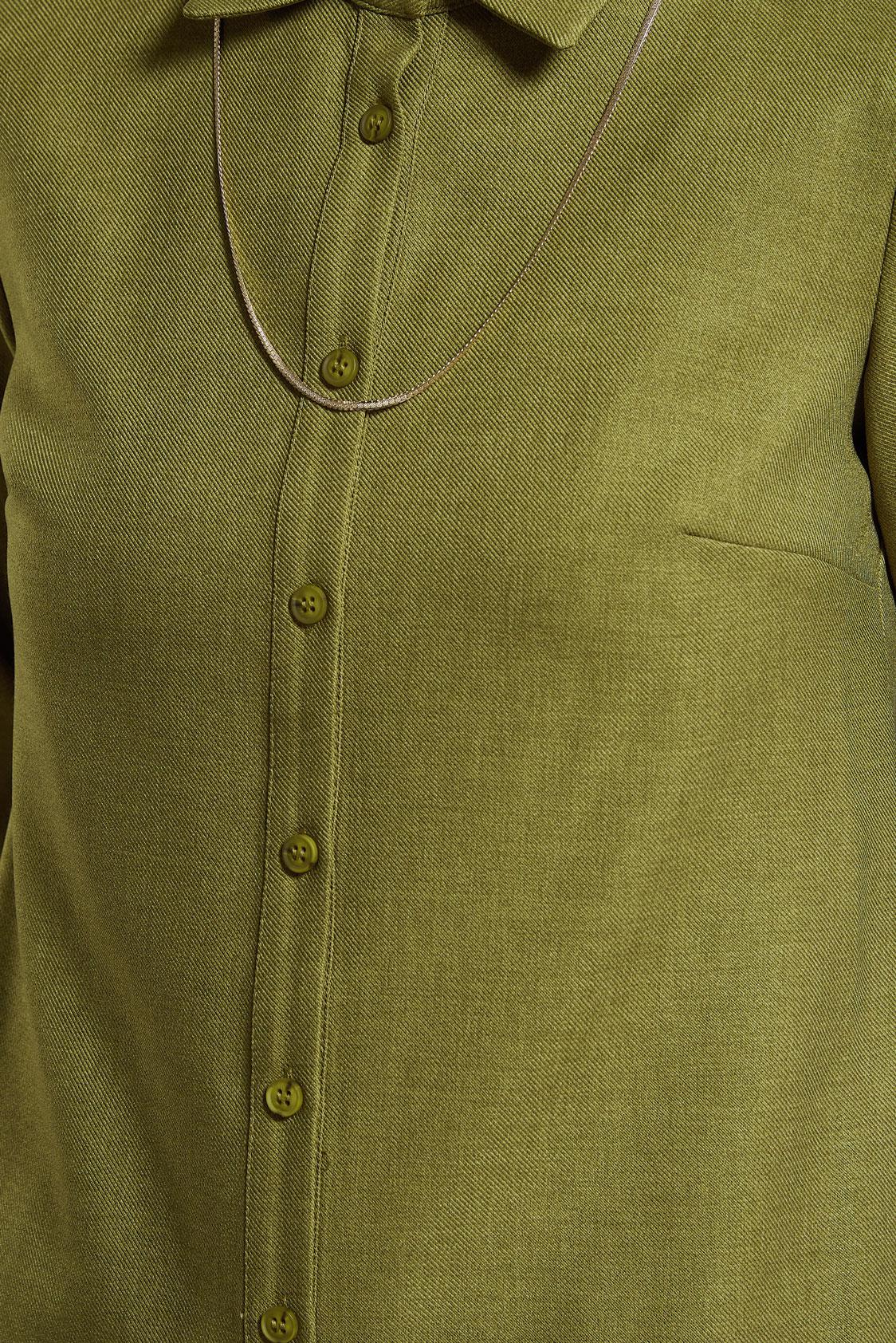 Tesettür giyim YEŞİL GÖMLEK YAKA BLUZ 45240