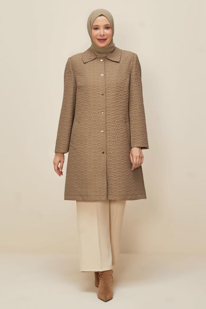 Vêtements hijab BRUN VESTE MATELASSÉE 20618 - ALVİNA