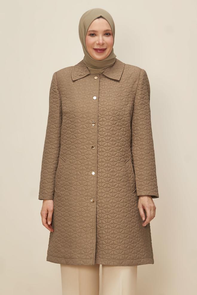 Vêtements hijab BRUN VESTE MATELASSÉE 20618 - ALVİNA