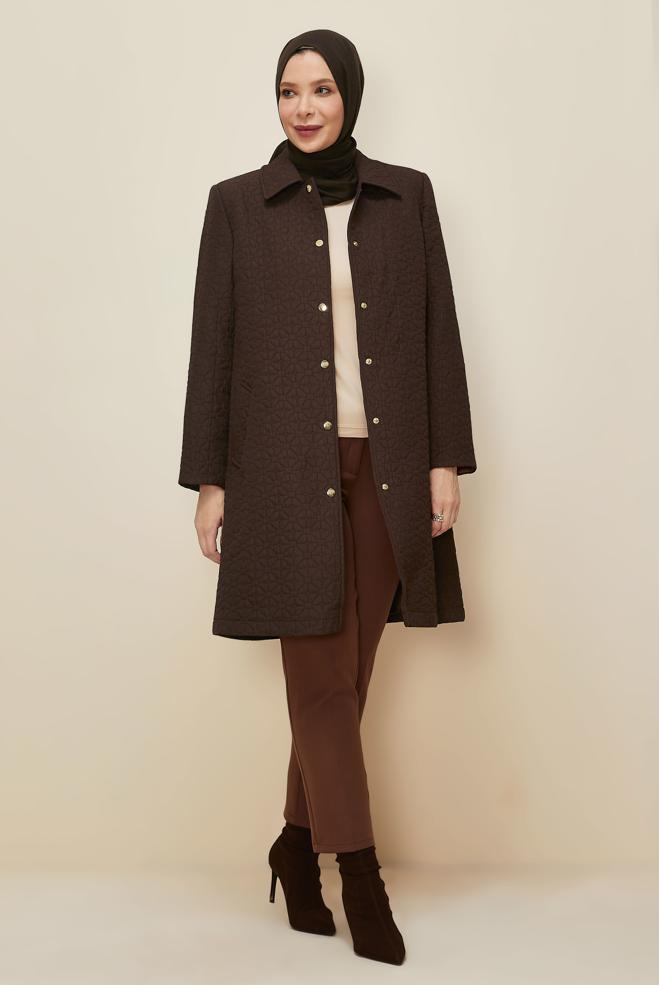 Vêtements hijab BRUN VESTE MATELASSÉE 20618 - ALVİNA