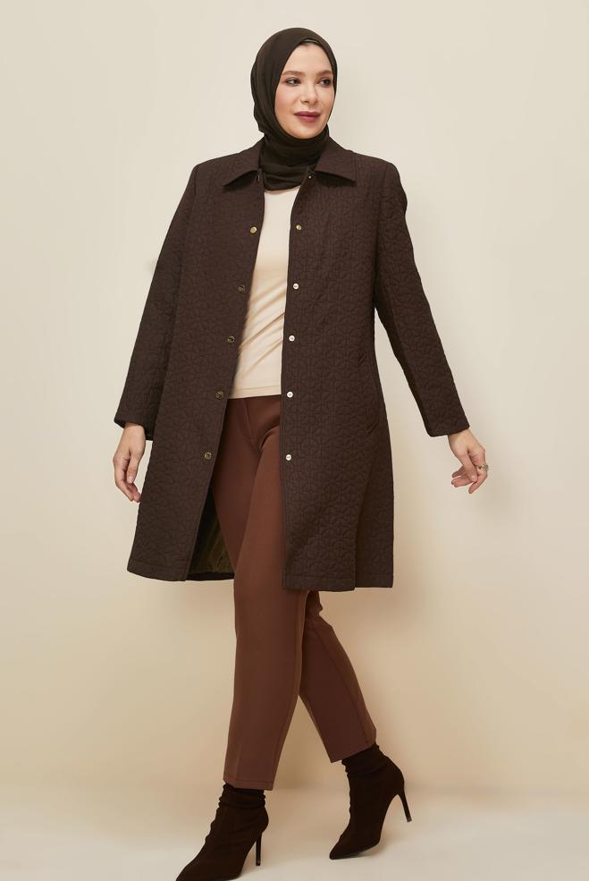 Vêtements hijab BRUN VESTE MATELASSÉE 20618 - ALVİNA