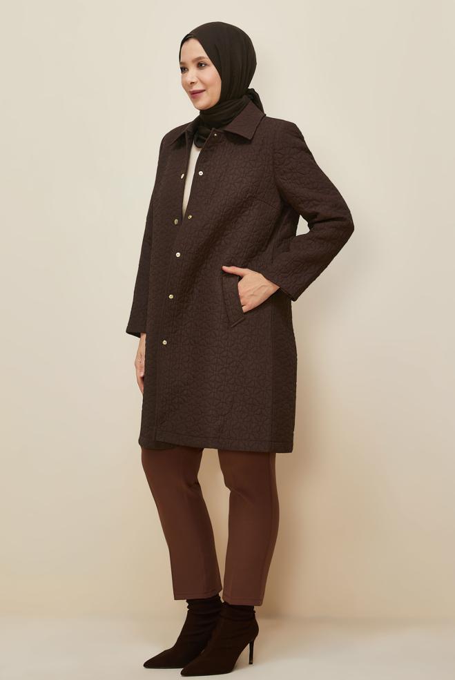 Vêtements hijab BRUN VESTE MATELASSÉE 20618 - ALVİNA