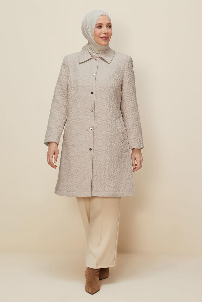 Vêtements hijab BEIGE VESTE MATELASSÉE 20618 - ALVİNA