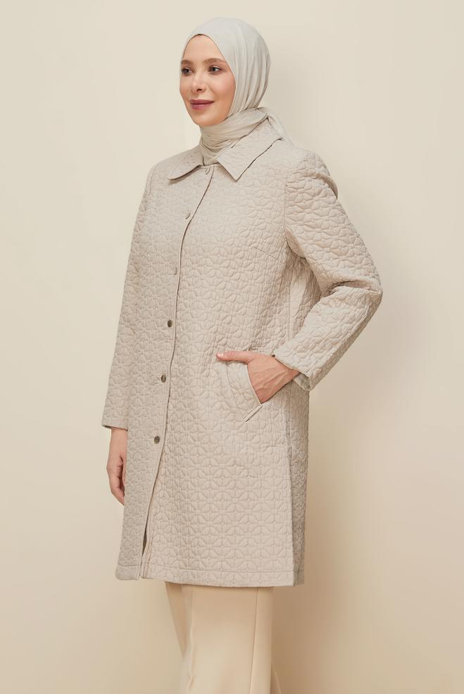 Vêtements hijab BEIGE VESTE MATELASSÉE 20618 - ALVİNA