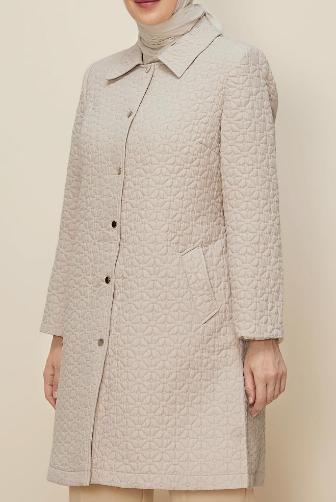 Vêtements hijab BEIGE VESTE MATELASSÉE 20618 - ALVİNA