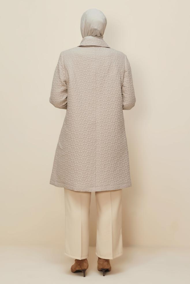 Vêtements hijab BEIGE VESTE MATELASSÉE 20618 - ALVİNA