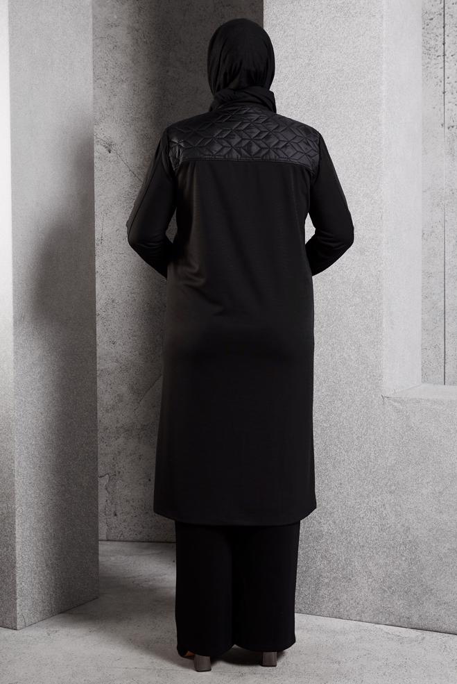 Vêtements hijab NOIR VESTE GRANDE TAILLE 20623 - ALVİNA