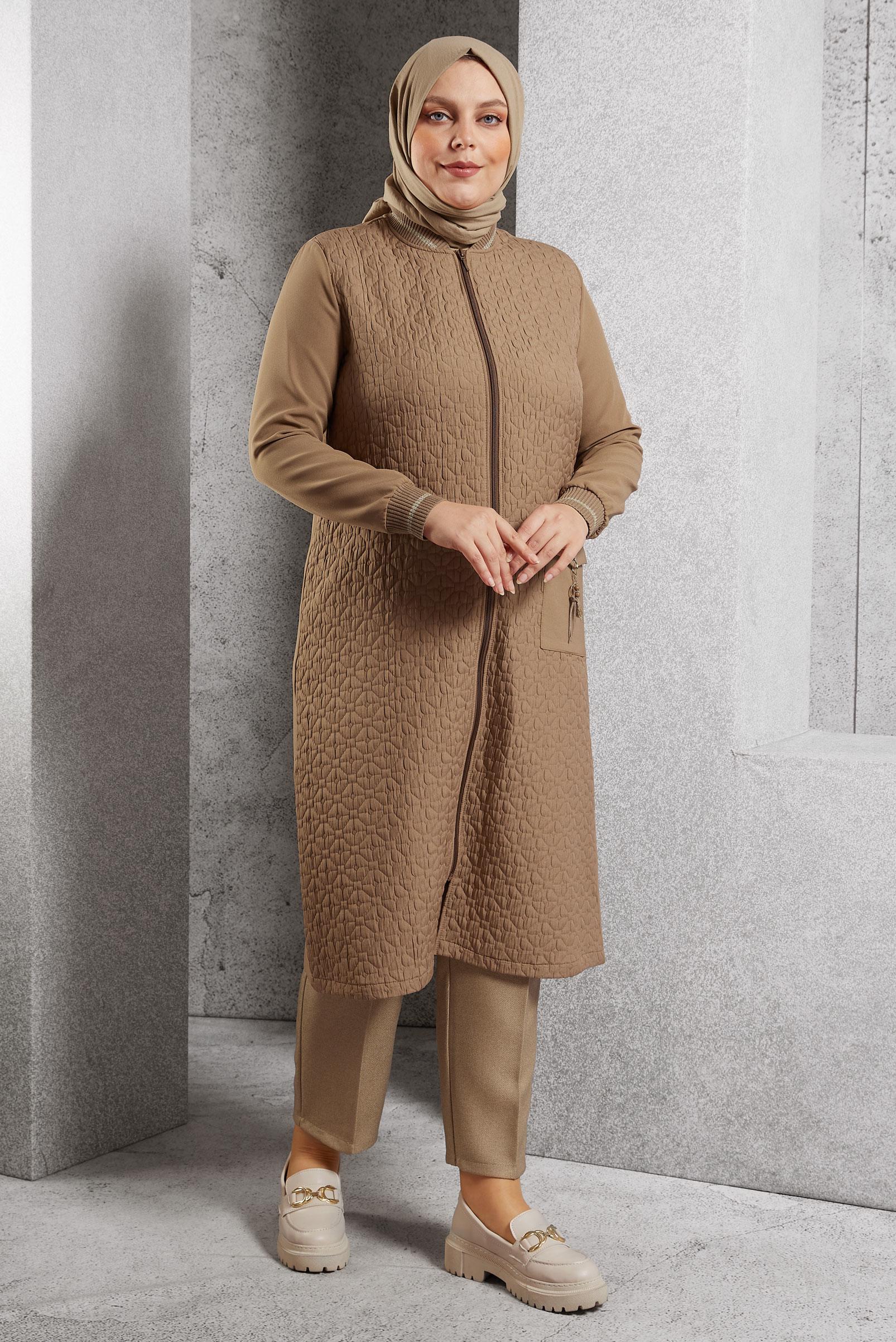 Tesettür giyim KAHVE BÜYÜK BEDEN GİY ÇIK 20626
