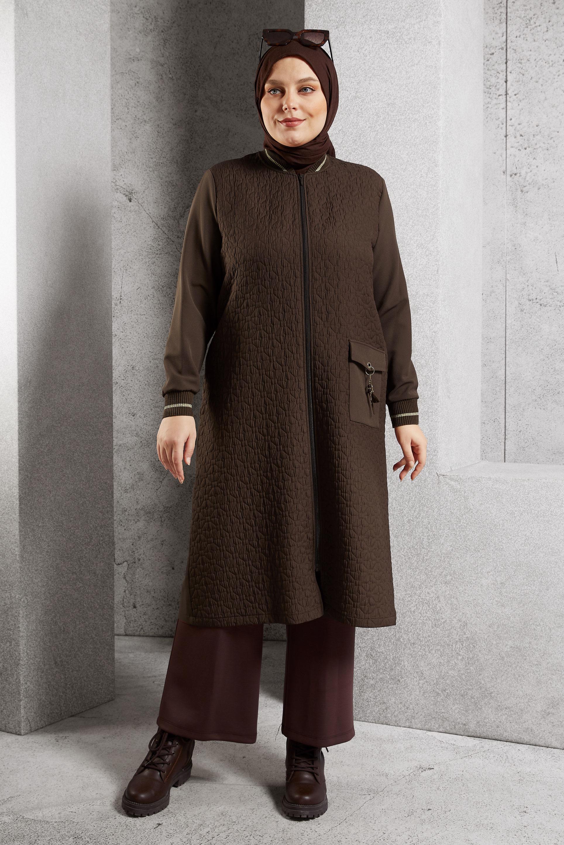 Tesettür giyim KAHVE BÜYÜK BEDEN GİY ÇIK 20626