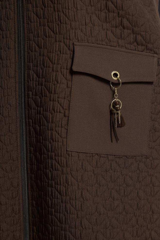 Vêtements hijab BRUN VESTE GRANDE TAILLE 20626 - ALVİNA