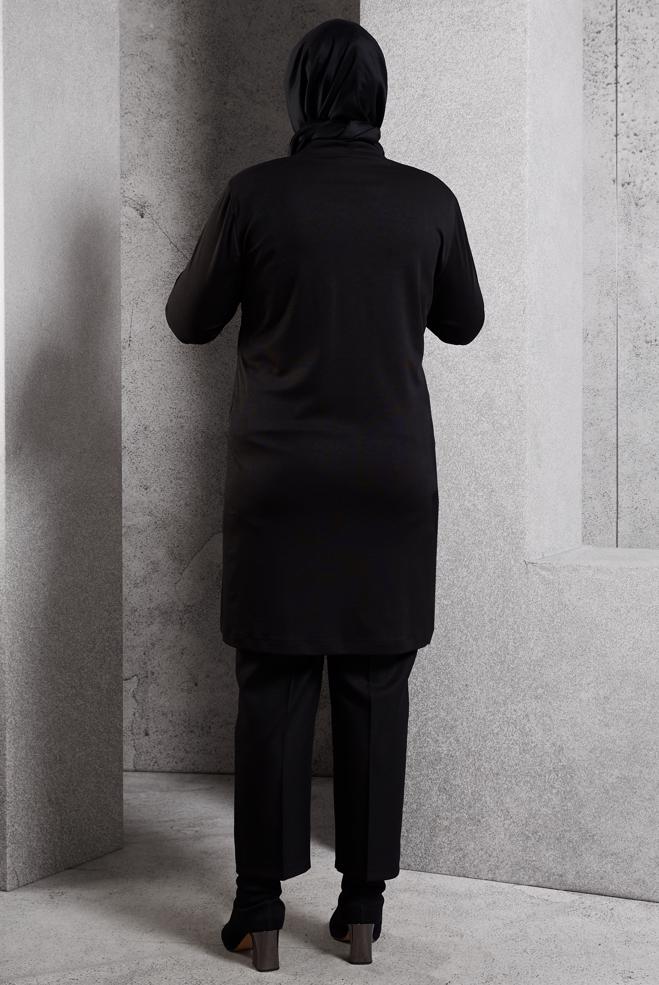 Vêtements hijab NOIR VESTE AVEC GEMME 20630 - ALVİNA