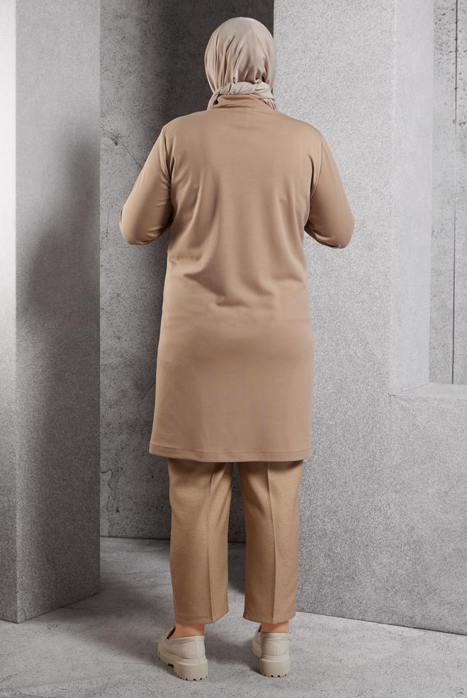 Vêtements hijab BEIGE VESTE AVEC GEMME 20630 - ALVİNA