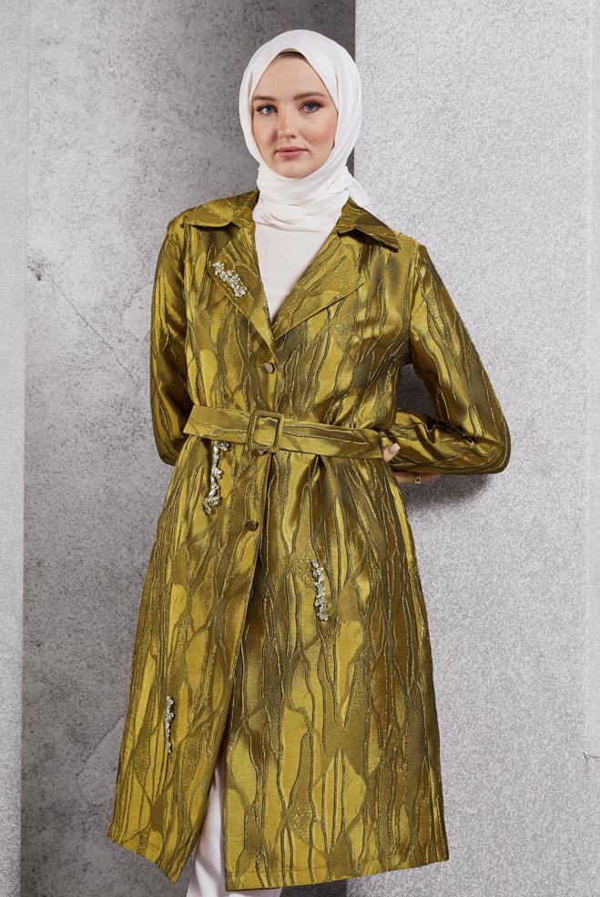 Vêtements hijab OR VESTE CEINTURÉE 44736 - ALVİNA