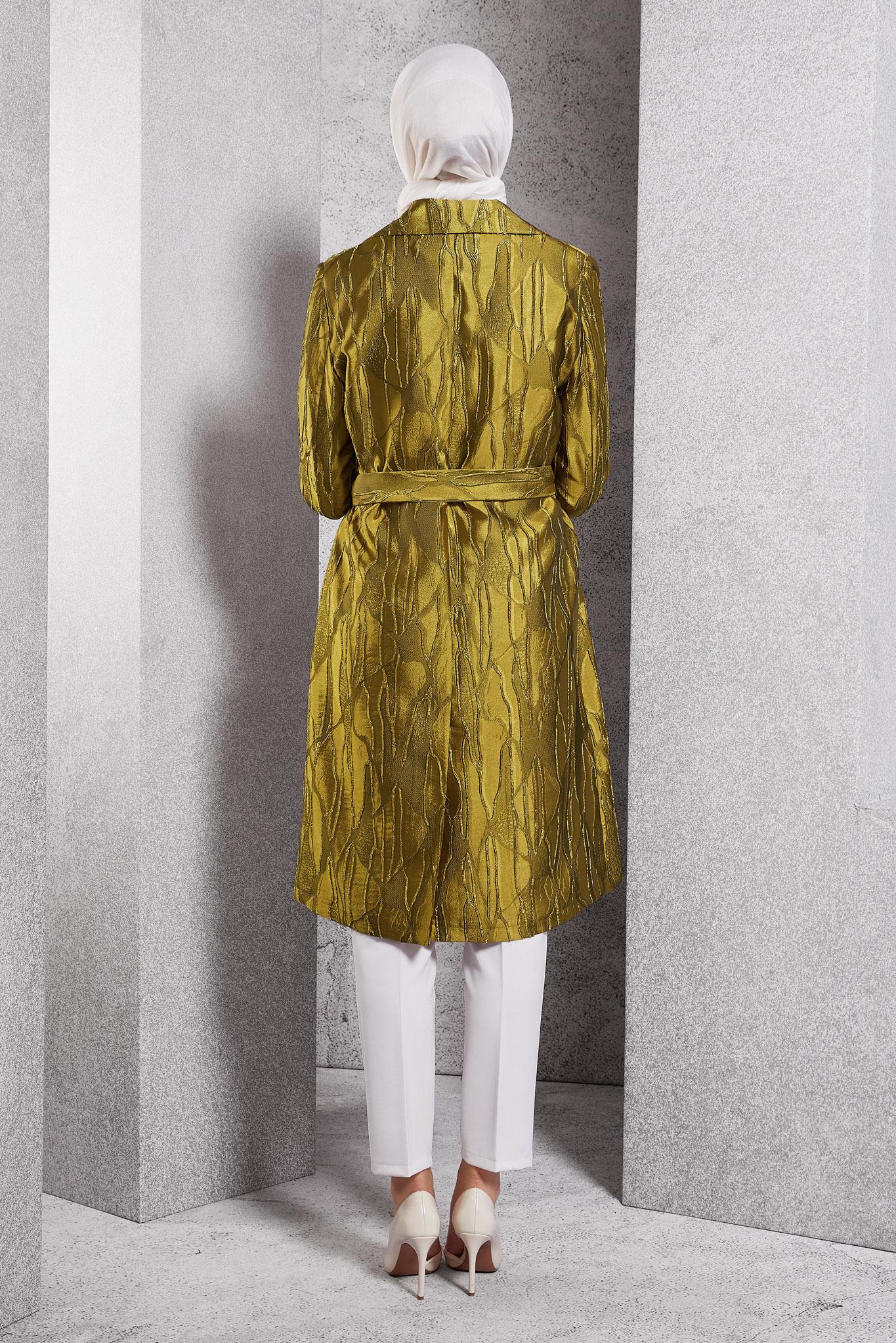 Tesettür giyim ALTIN KEMERLİ DESENLİ GİY ÇIK 44736