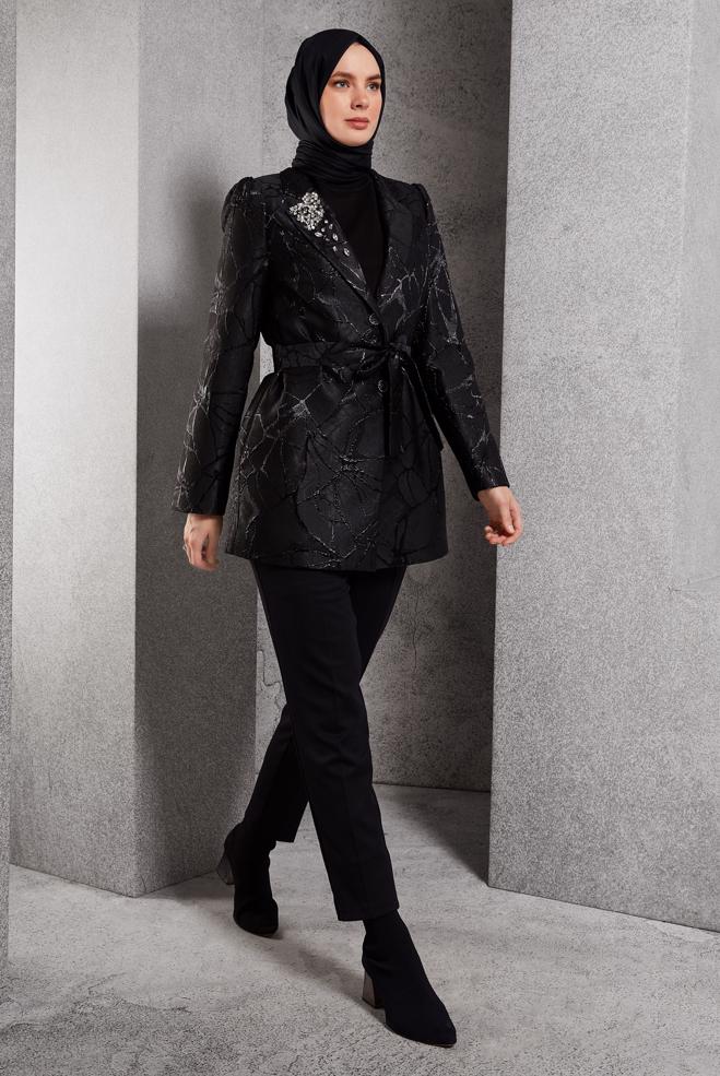 Hijab clothing BLACK JACQUARD JACKET 44740 - ALVİNA
