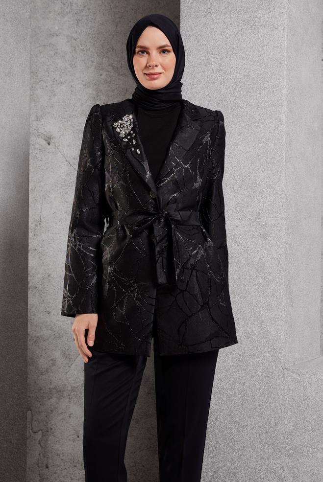 Hijab clothing BLACK JACQUARD JACKET 44740 - ALVİNA