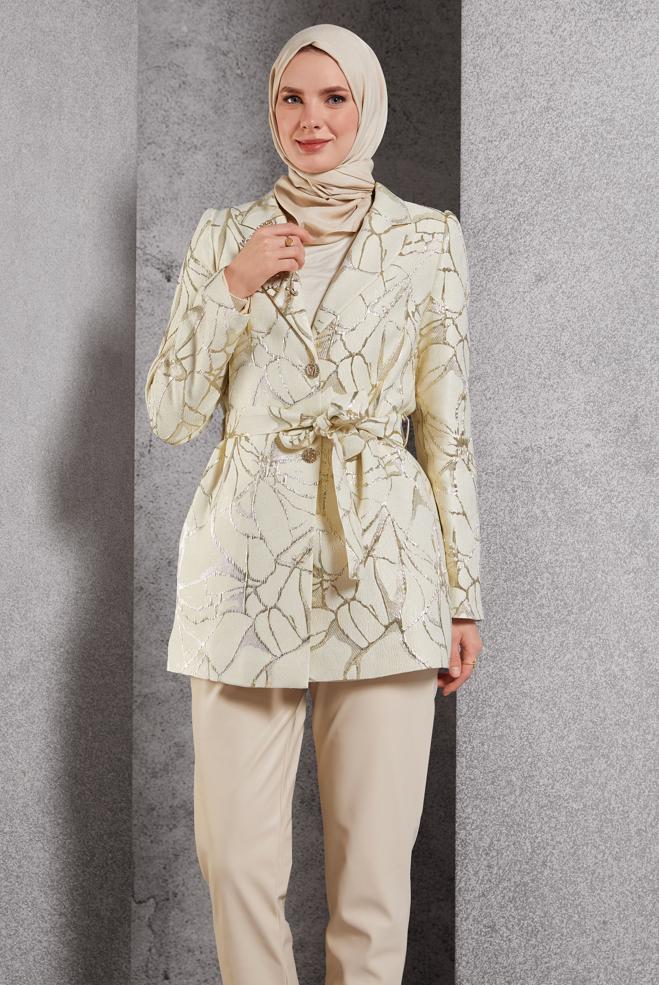 Hijab clothing WHITE JACQUARD JACKET 44740 - ALVİNA