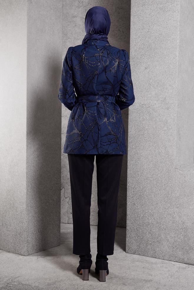 Hijab clothing NAVY BLUE JACQUARD JACKET 44740 - ALVİNA