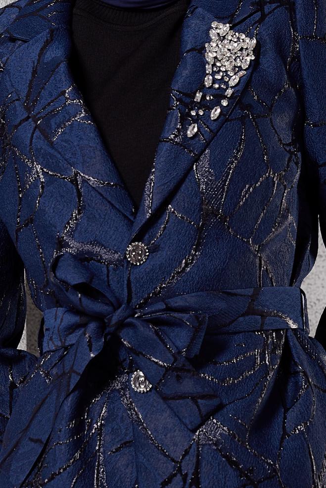 Hijab clothing NAVY BLUE JACQUARD JACKET 44740 - ALVİNA