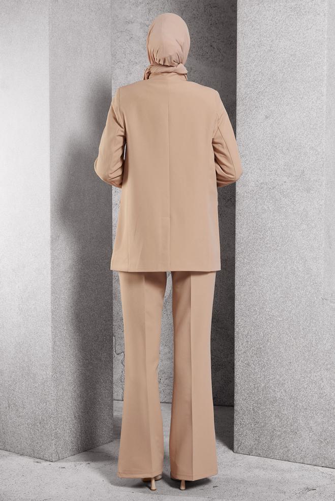 Hijab clothing BROWN DOUBLE BREASTED BLAZER JACKET 45046 - ALVİNA