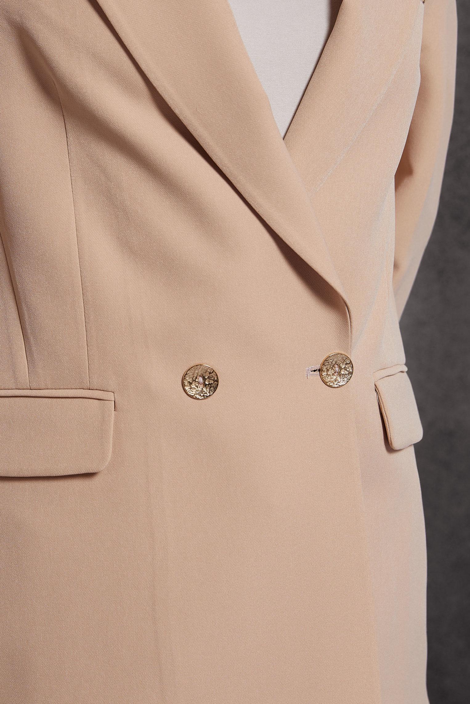 Tesettür giyim BEJ KRUVAZE YAKA BLAZER CEKET 45046