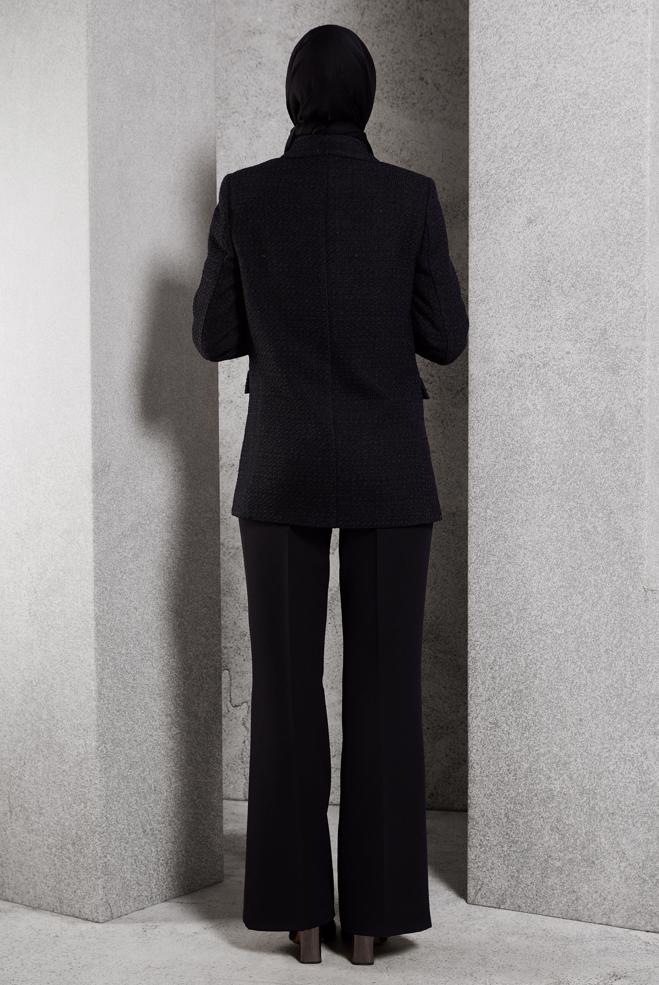 Hijab clothing BLACK DOUBLE BREASTED JACKET 45145 - ALVİNA