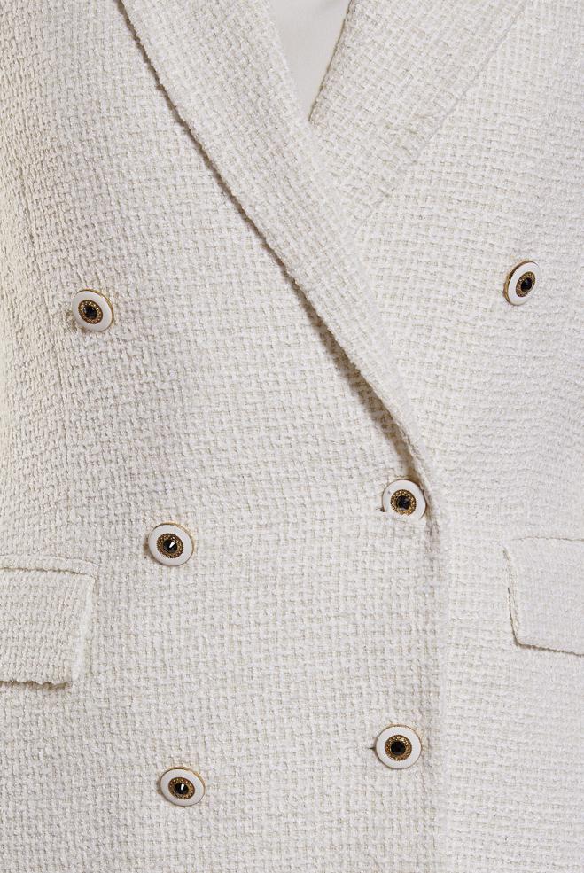 Hijab clothing WHITE DOUBLE BREASTED JACKET 45145 - ALVİNA