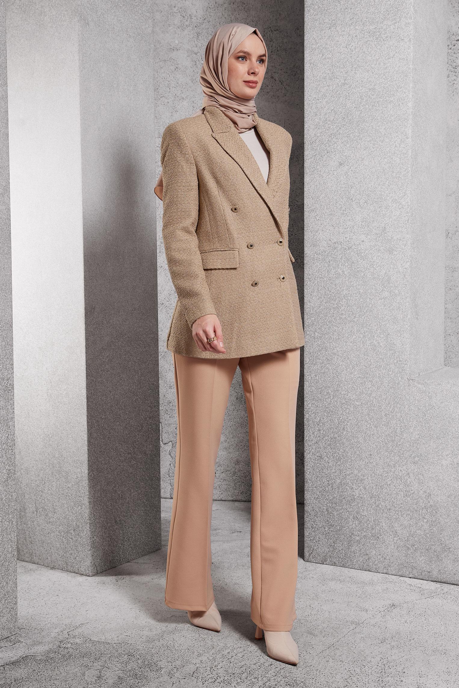 Hijab clothing BROWN DOUBLE BREASTED JACKET 45145