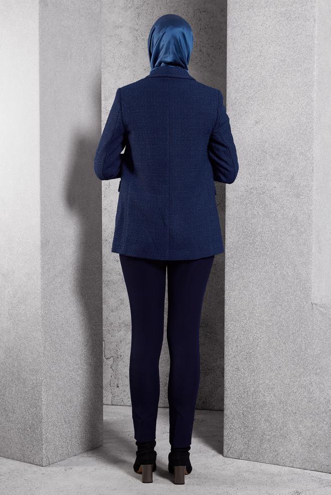 Hijab clothing NAVY BLUE DOUBLE BREASTED JACKET 45145 - ALVİNA