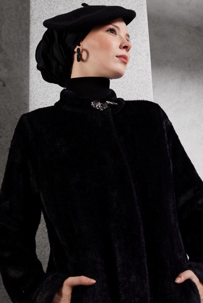 Vêtements hijab NOIR VESTE AVEC BROCHE 45160 - ALVİNA