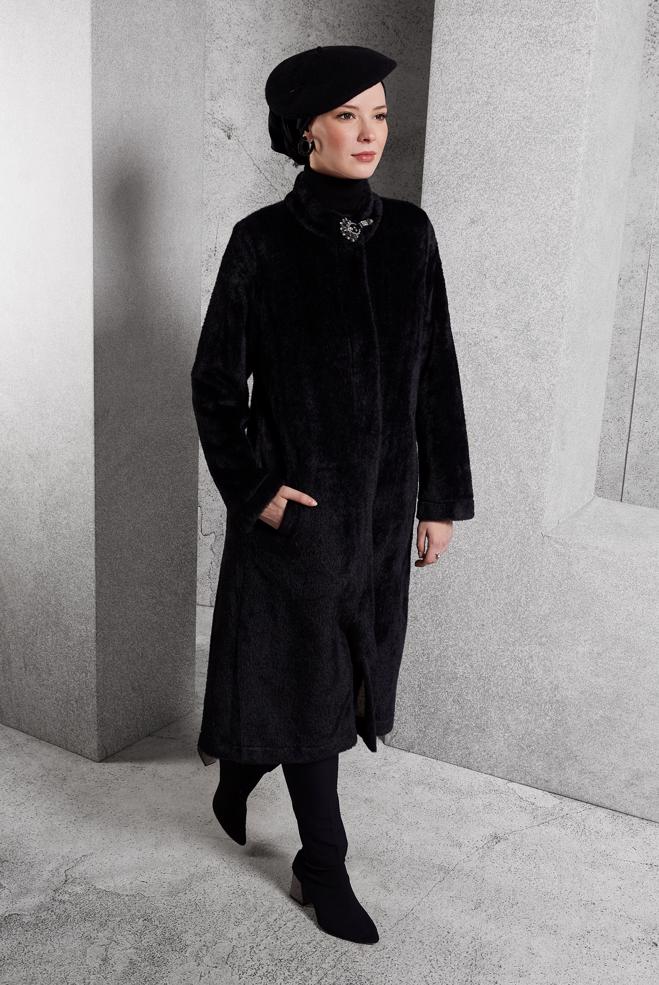 Vêtements hijab NOIR VESTE AVEC BROCHE 45160 - ALVİNA