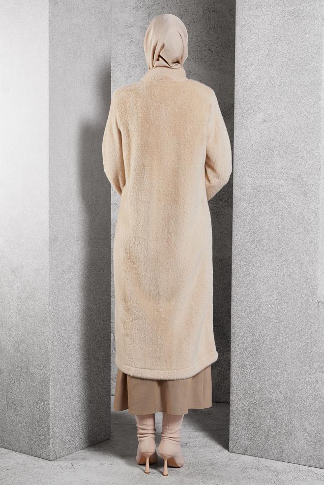 Vêtements hijab BEIGE VESTE AVEC BROCHE 45160 - ALVİNA