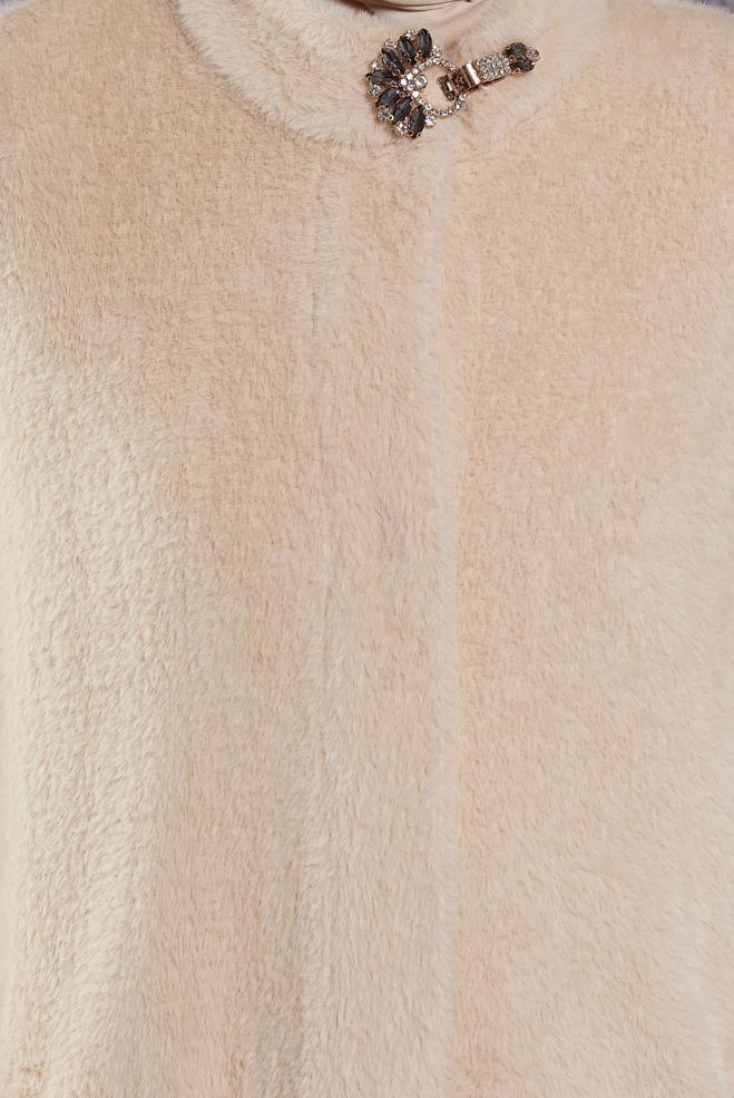 Vêtements hijab BEIGE VESTE AVEC BROCHE 45160 - ALVİNA